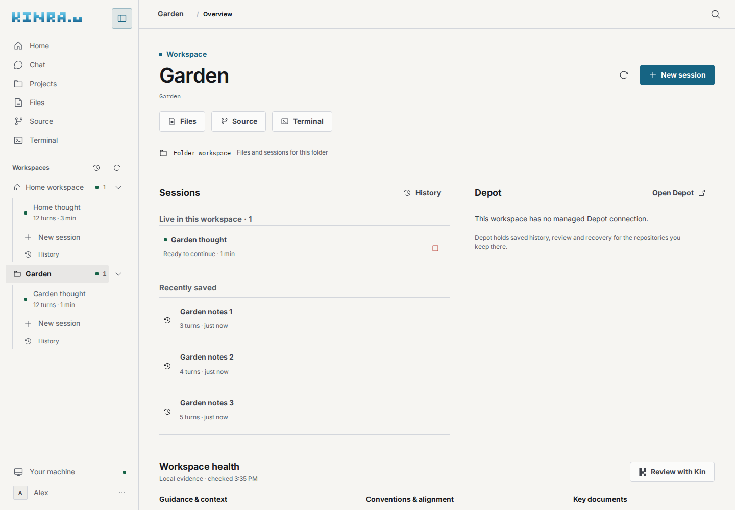 A fictional Garden workspace overview in Paper.